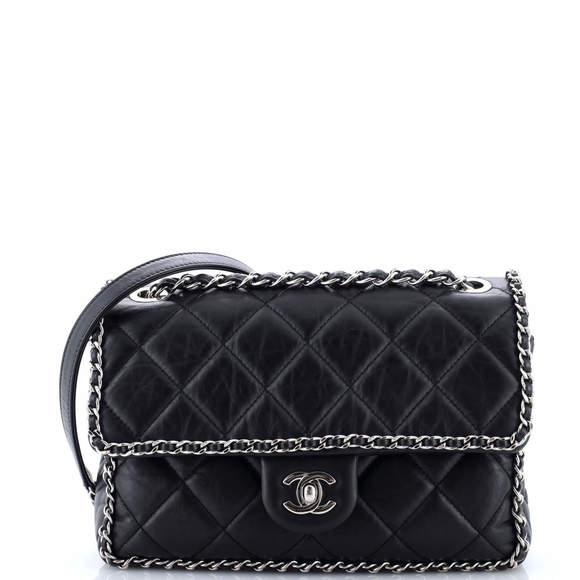Chanel Medium Running Chain Around Flap Bag Quilted Crumpled Calfskin - Picture 1 of 6